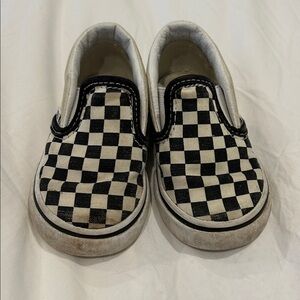 Toddler kids Vans Checkered black and white Slip-On sneaker shoes size 5